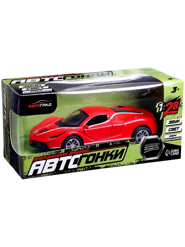 Машинка металлическая «Купе», 1:28, световые и звуковые эффекты, открываются двери, цвет красный