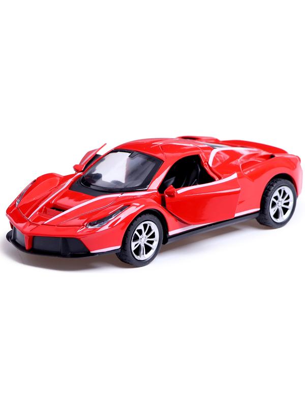 Машинка металлическая «Купе», 1:28, световые и звуковые эффекты, открываются двери, цвет красный