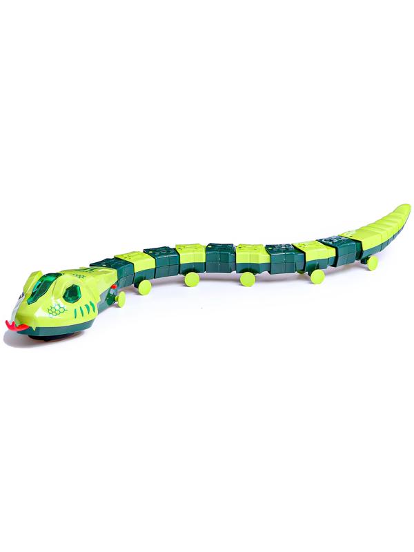 Интерактивная игрушка «Животное.Змея», световые эффекты, работает от батареек, 11 деталей, цвет зелёный