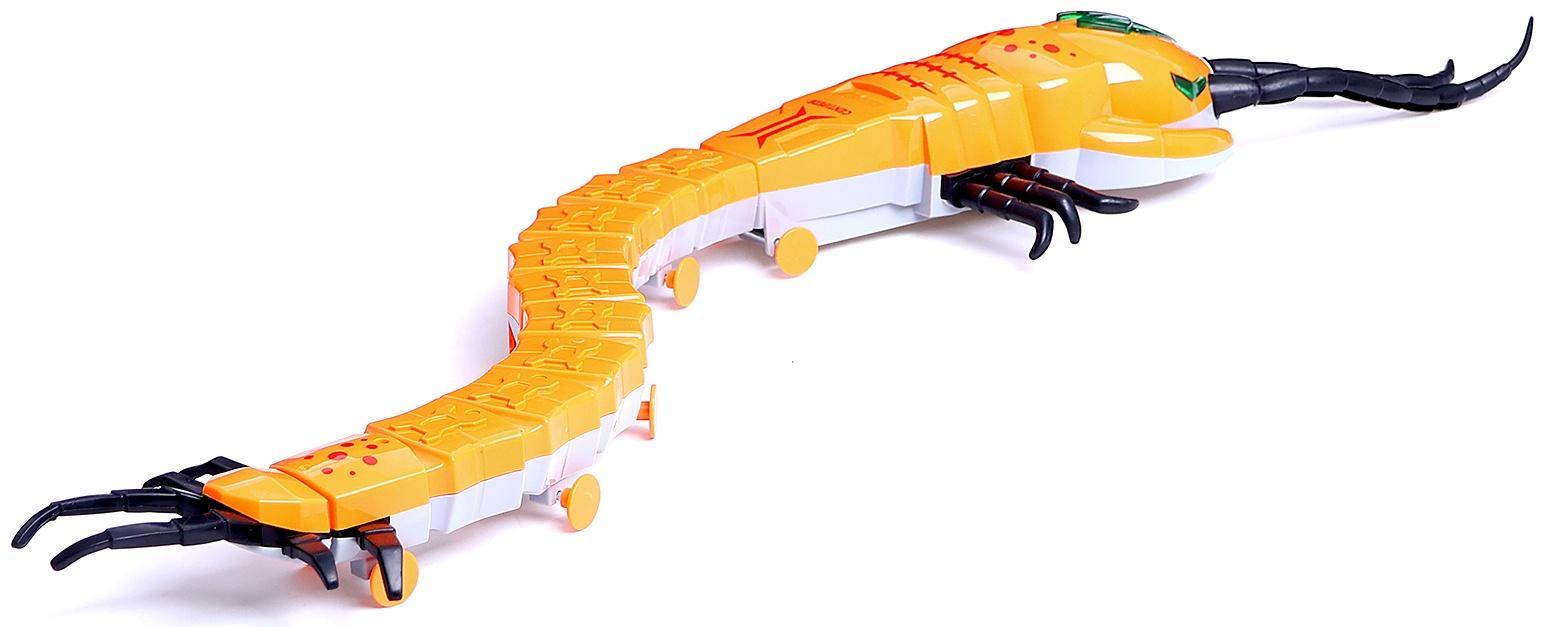 Интерактивная игрушка «Животное.Многоножка», световые эффекты, работает от батареек, 11 деталей, цвет оранжевый