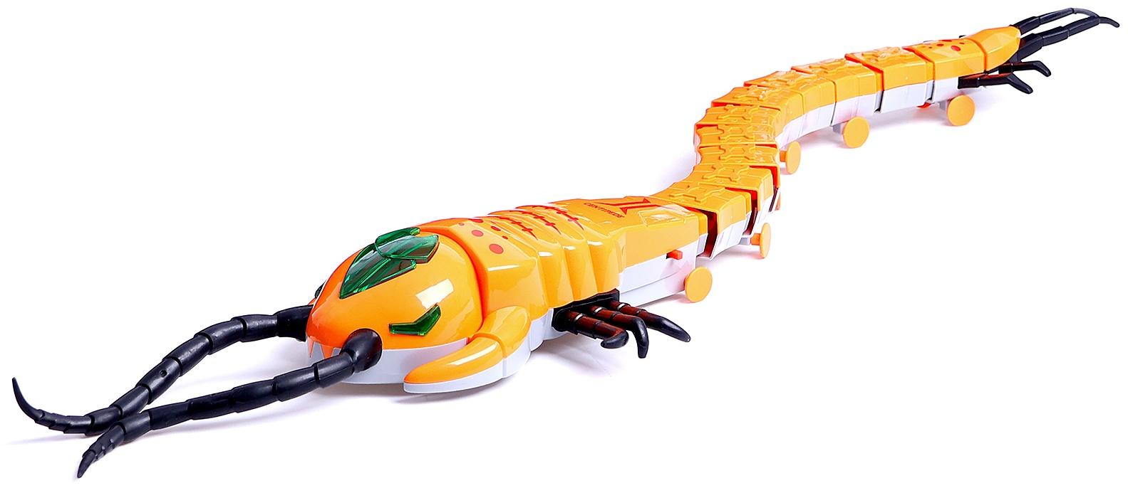 Интерактивная игрушка «Животное.Многоножка», световые эффекты, работает от батареек, 11 деталей, цвет оранжевый