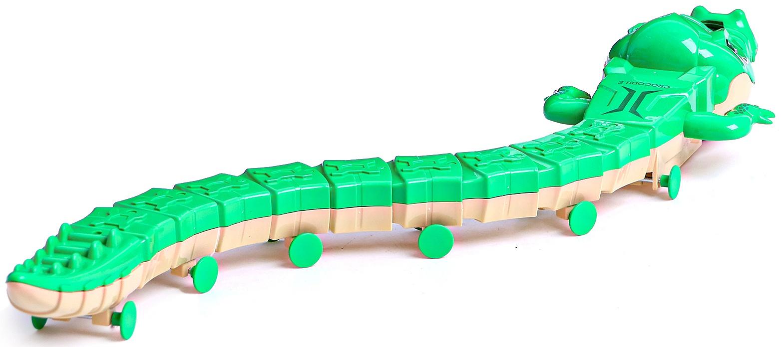 Интерактивная игрушка «Животное.Аллигатор», световые эффекты, работает от батареек, 11 деталей, цвет зелёный