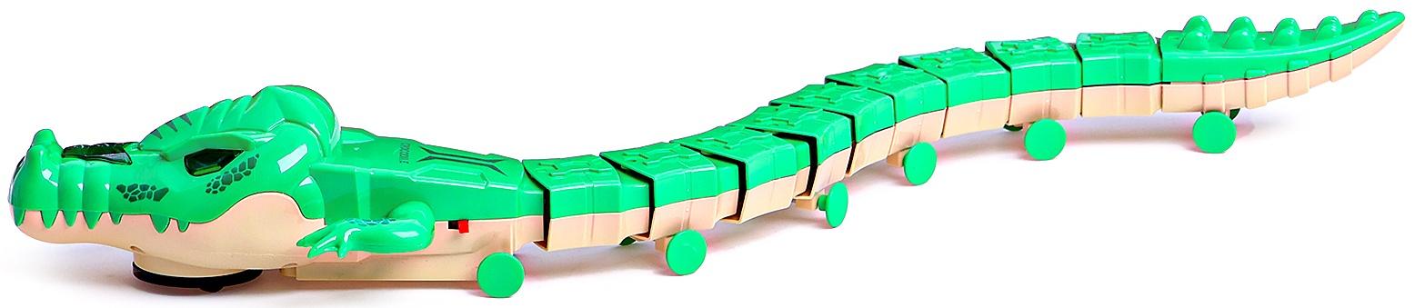 Интерактивная игрушка «Животное.Аллигатор», световые эффекты, работает от батареек, 11 деталей, цвет зелёный