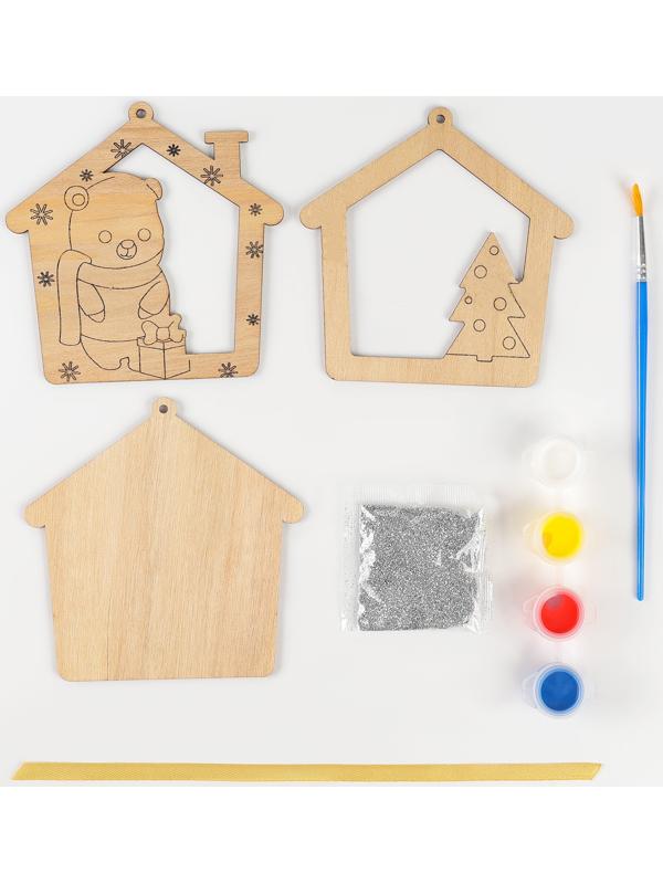 Ёлочная подвеска из дерева своими руками на новый год «Мишка», набор для творчества