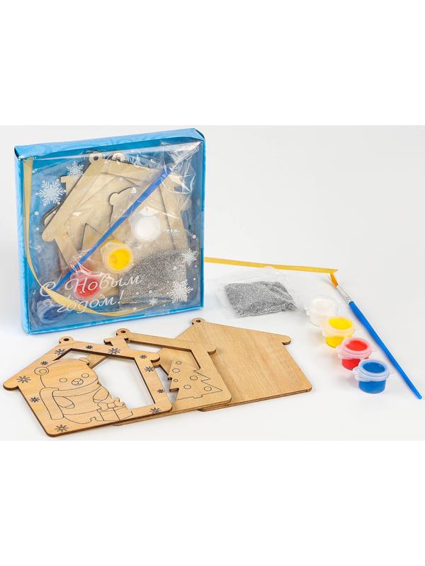 Ёлочная подвеска из дерева своими руками на новый год «Мишка», набор для творчества