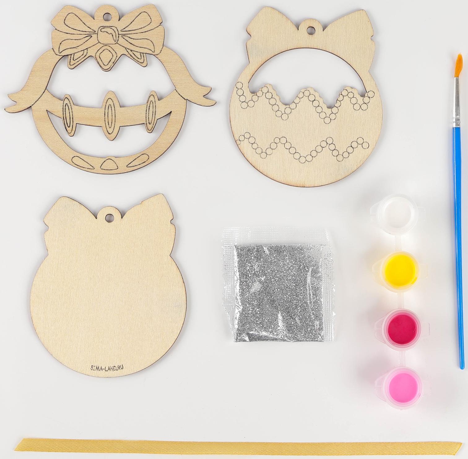 Ёлочная подвеска из дерева своими руками на новый год «Шар», набор для творчества