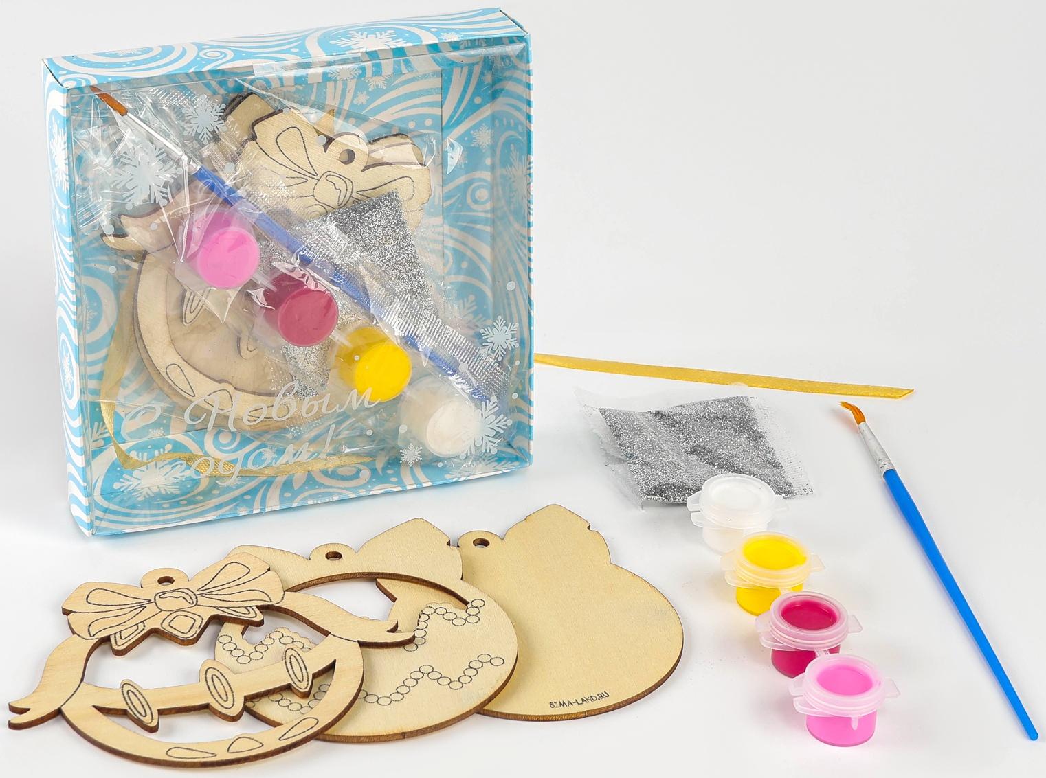 Ёлочная подвеска из дерева своими руками на новый год «Шар», набор для творчества