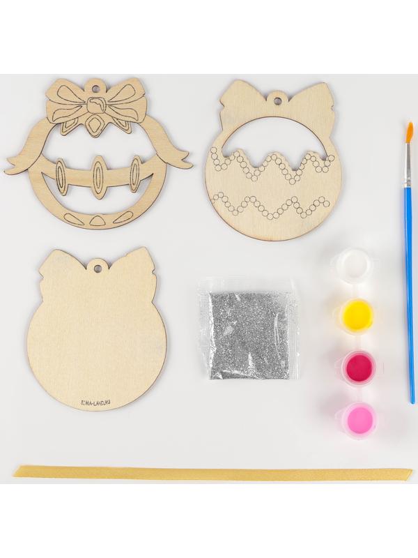 Ёлочная подвеска из дерева своими руками на новый год «Шар», набор для творчества