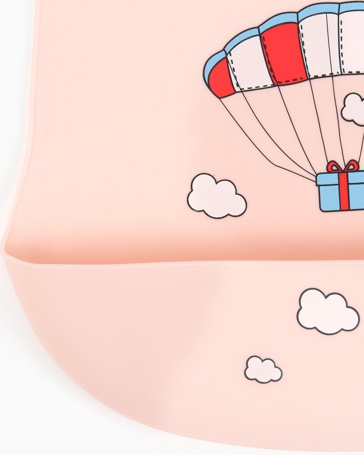 Нагрудник силиконовый «Воздушный шар», цвет розовый