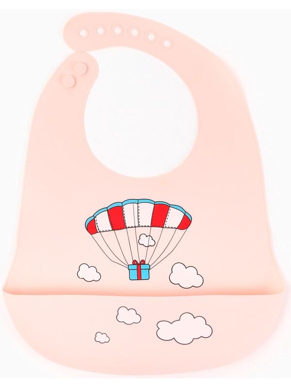 Нагрудник силиконовый «Воздушный шар», цвет розовый