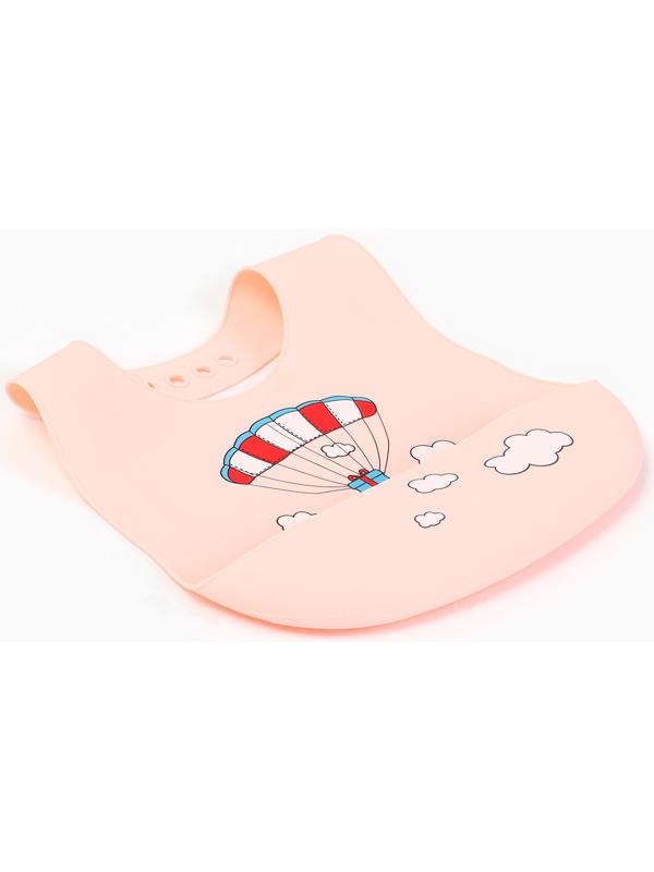 Нагрудник силиконовый «Воздушный шар», цвет розовый