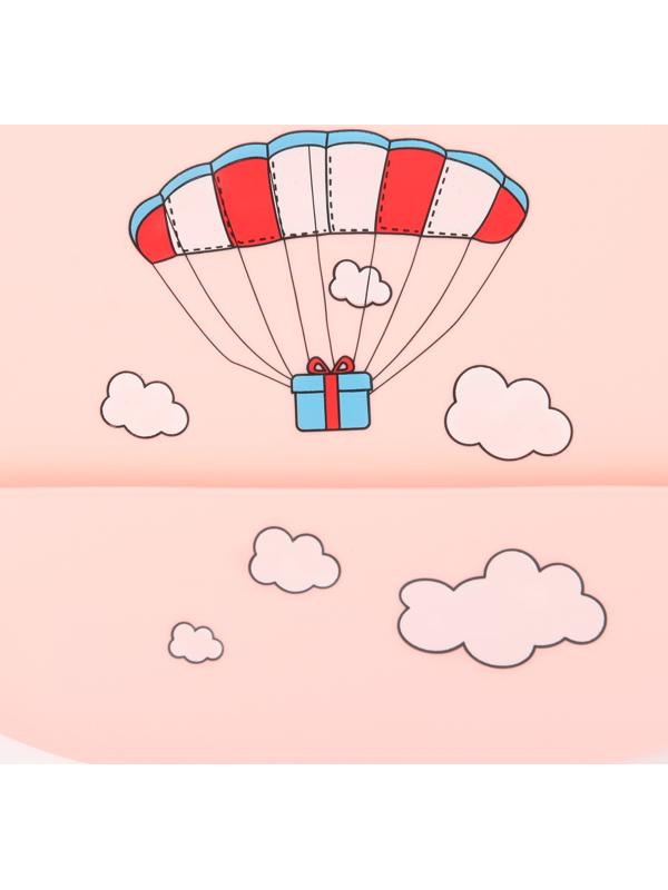 Нагрудник силиконовый «Воздушный шар», цвет розовый