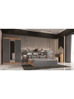 Спальный гарнитур «Бася», кровать 1600 мм, 2 тумбы, комод, шкаф купе, трюмо с зеркалом