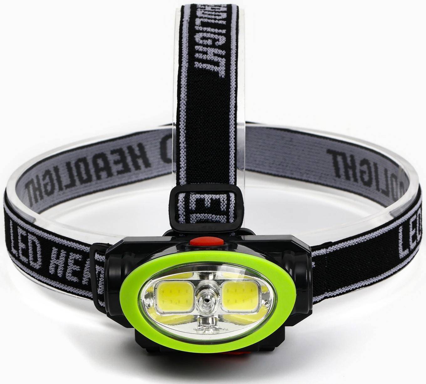 Фонарь налобный аккумуляторный, 5Вт, 1200 мАч, 120 лм, 2 режима, лазер, 5 х 6.5 см, зеленый