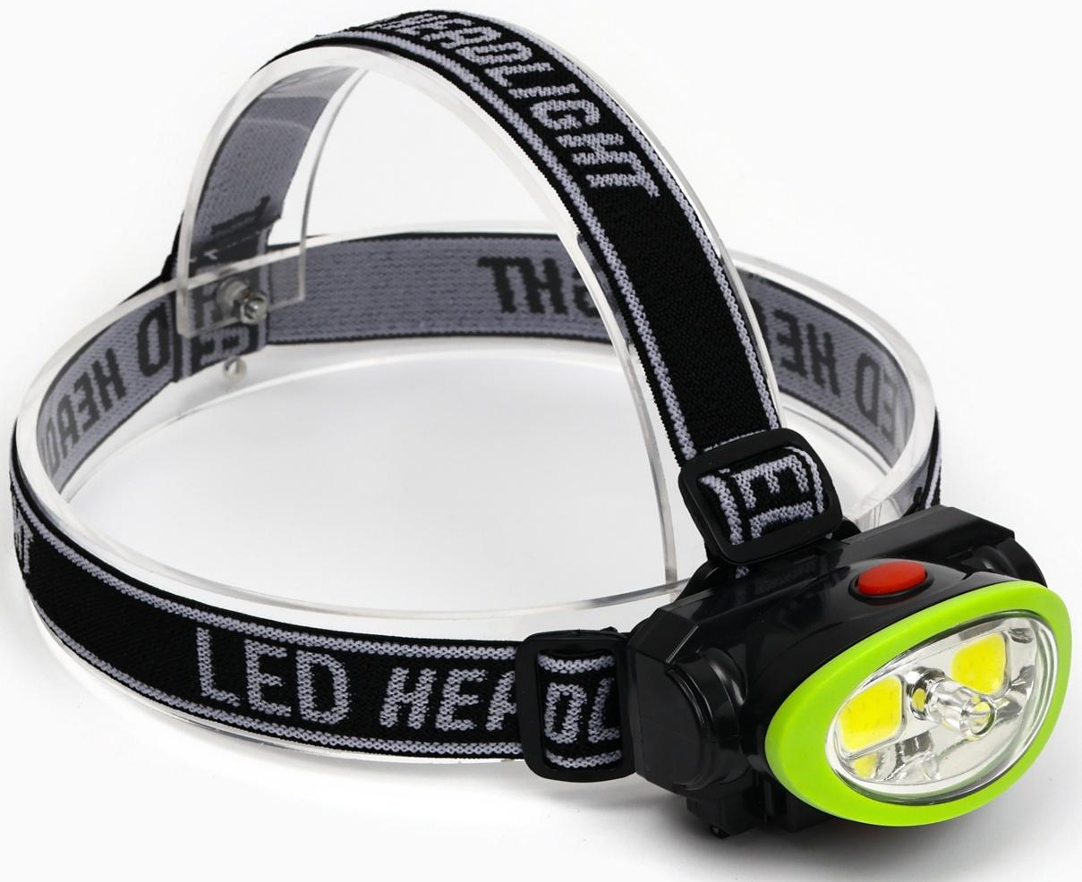 Фонарь налобный аккумуляторный, 5Вт, 1200 мАч, 120 лм, 2 режима, лазер, 5 х 6.5 см, зеленый