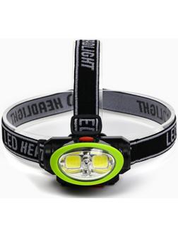 Фонарь налобный аккумуляторный, 5Вт, 1200 мАч, 120 лм, 2 режима, лазер, 5 х 6.5 см, зеленый