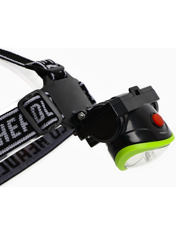 Фонарь налобный аккумуляторный, 5Вт, 1200 мАч, 120 лм, 2 режима, лазер, 5 х 6.5 см, зеленый