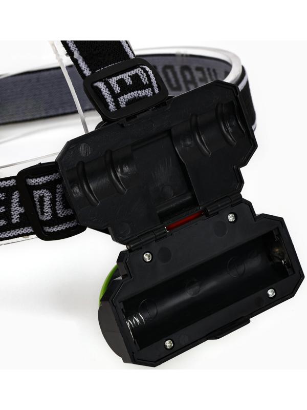 Фонарь налобный аккумуляторный, 5Вт, 1200 мАч, 120 лм, 2 режима, лазер, 5 х 6.5 см, зеленый