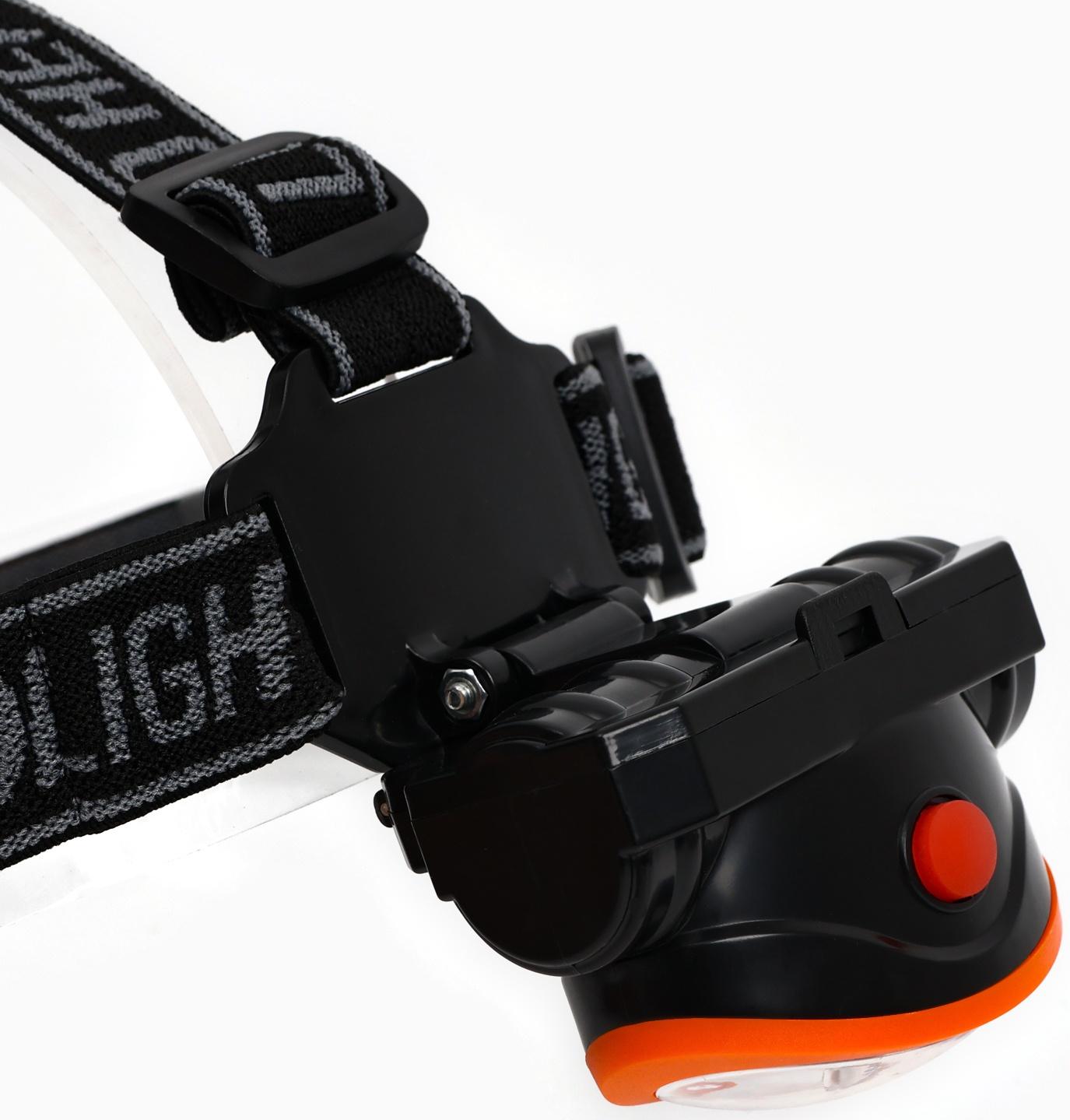 Фонарь налобный аккумуляторный, 5Вт, 1200 мАч, 120 лм, 2 режима, лазер, 5 х 6.5 см, красный