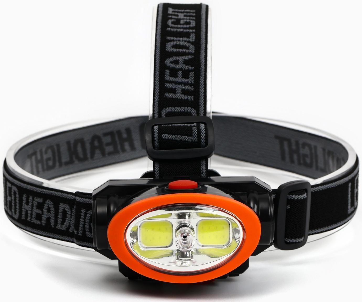 Фонарь налобный аккумуляторный, 5Вт, 1200 мАч, 120 лм, 2 режима, лазер, 5 х 6.5 см, красный