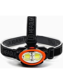 Фонарь налобный аккумуляторный, 5Вт, 1200 мАч, 120 лм, 2 режима, лазер, 5 х 6.5 см, красный