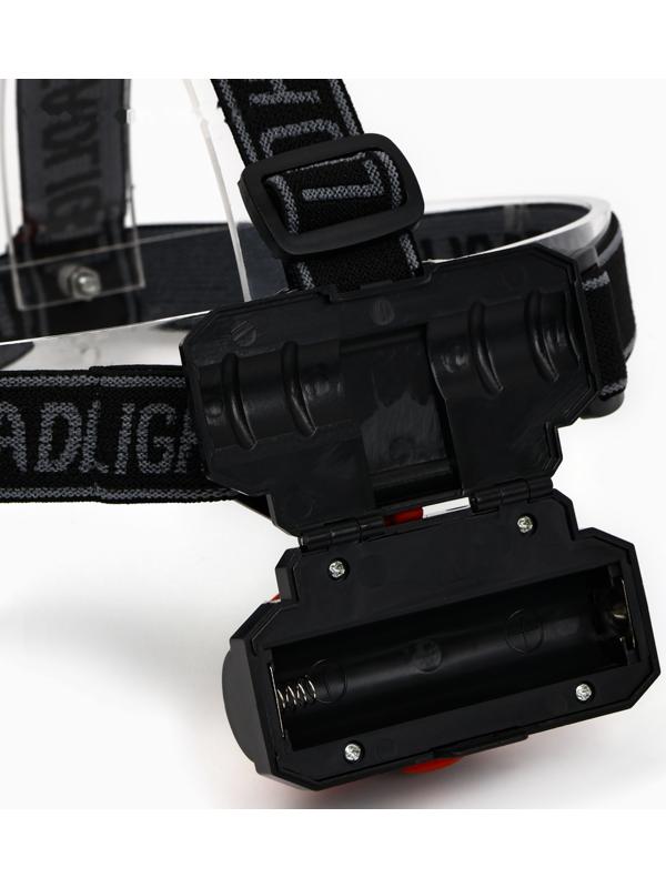 Фонарь налобный аккумуляторный, 5Вт, 1200 мАч, 120 лм, 2 режима, лазер, 5 х 6.5 см, красный