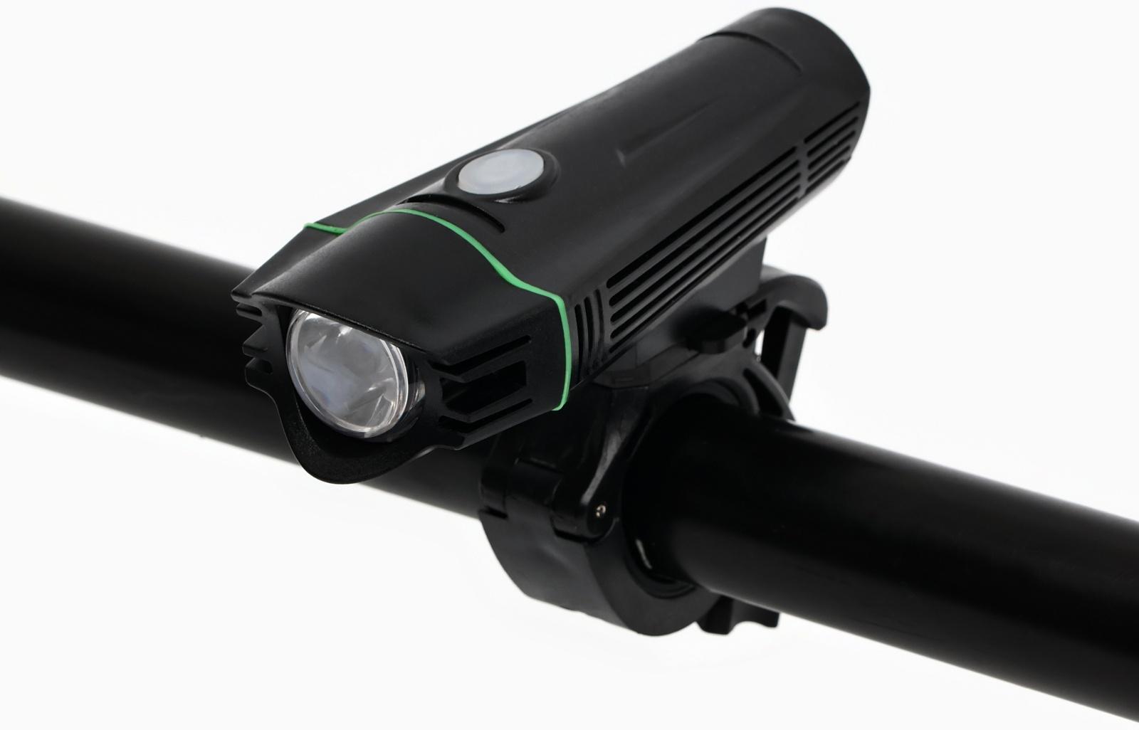 Фонарь велосипедный передний аккумуляторный, водонепроницаемый, 1 диод, 4 режима, зеленый