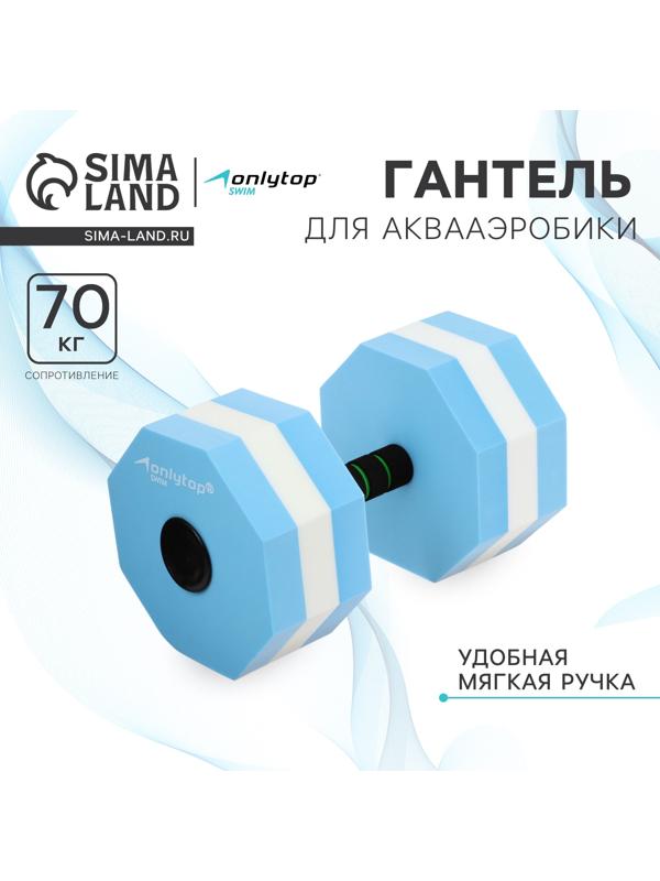 Гантель для аквааэробики ONLYTOP, гексагональная, 27х16х16 см, цвет голубой
