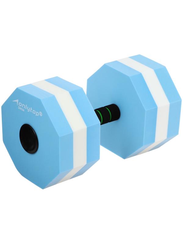 Гантель для аквааэробики ONLYTOP, гексагональная, 27х16х16 см, цвет голубой