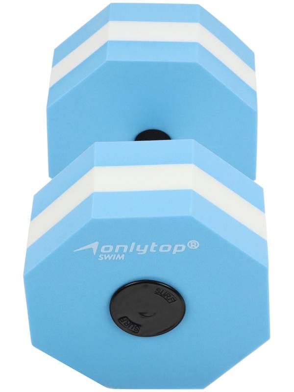Гантель для аквааэробики ONLYTOP, гексагональная, 27х16х16 см, цвет голубой