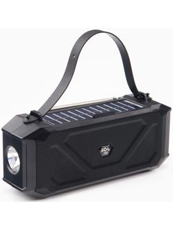 Фонарь аккумуляторный, 5Вт, 1200мАч, IPX5, Bluetooth, AUX, USB, радио, солнеч.бат, чёрный