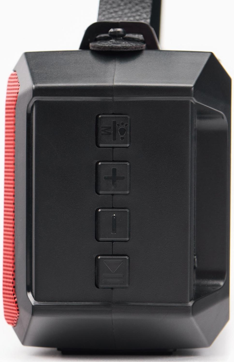 Фонарь аккумуляторный, 5Вт, 1200мАч, IPX5, Bluetooth, AUX, USB, радио, солнеч.бат, красный