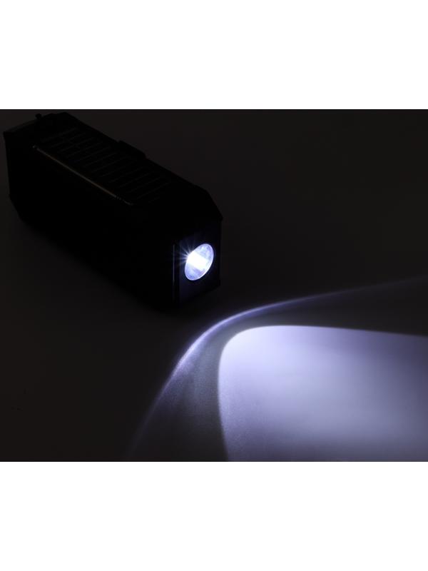 Фонарь аккумуляторный, 5Вт, 1200мАч, IPX5, Bluetooth, AUX, USB, радио, солнеч.бат, красный