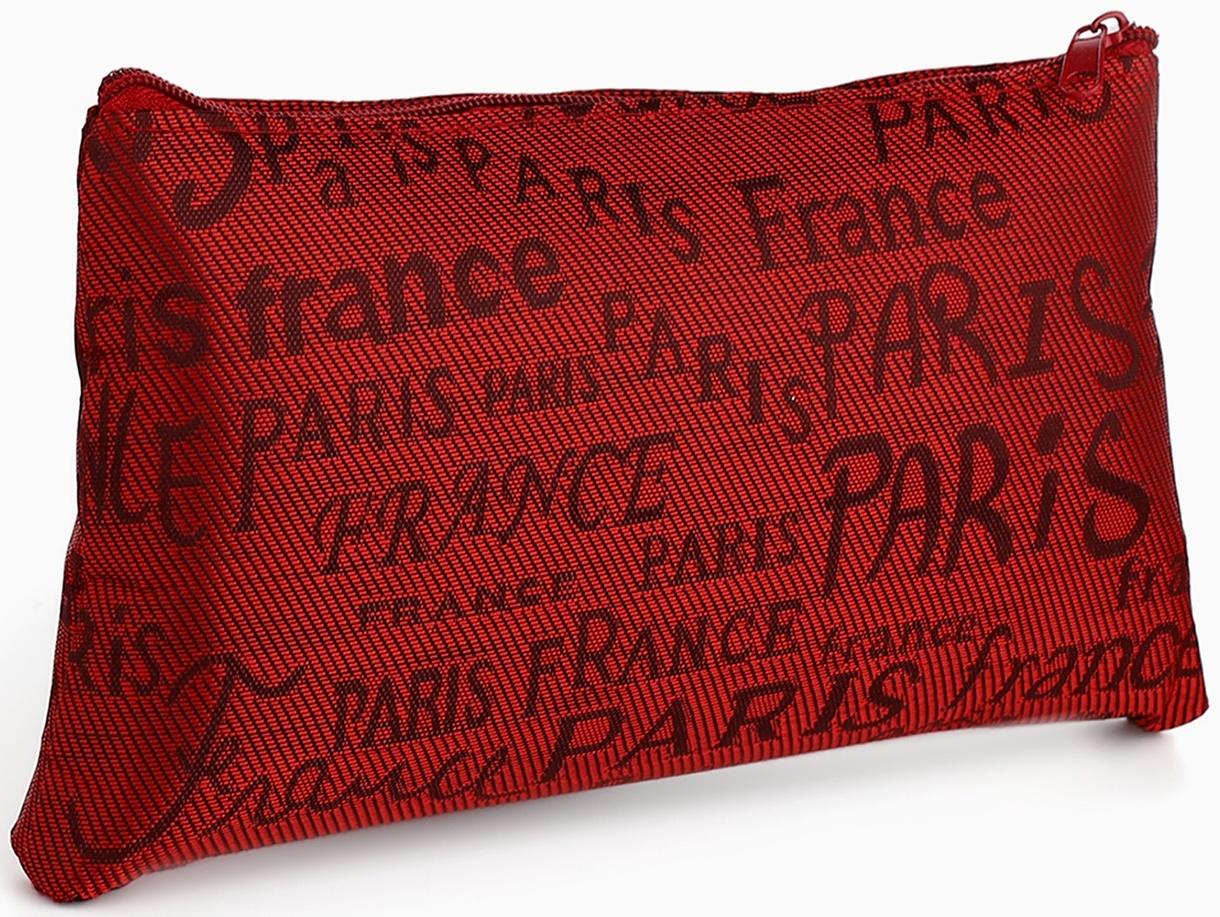 Набор простых косметичек на молниях 2 в 1, с надписями, красный