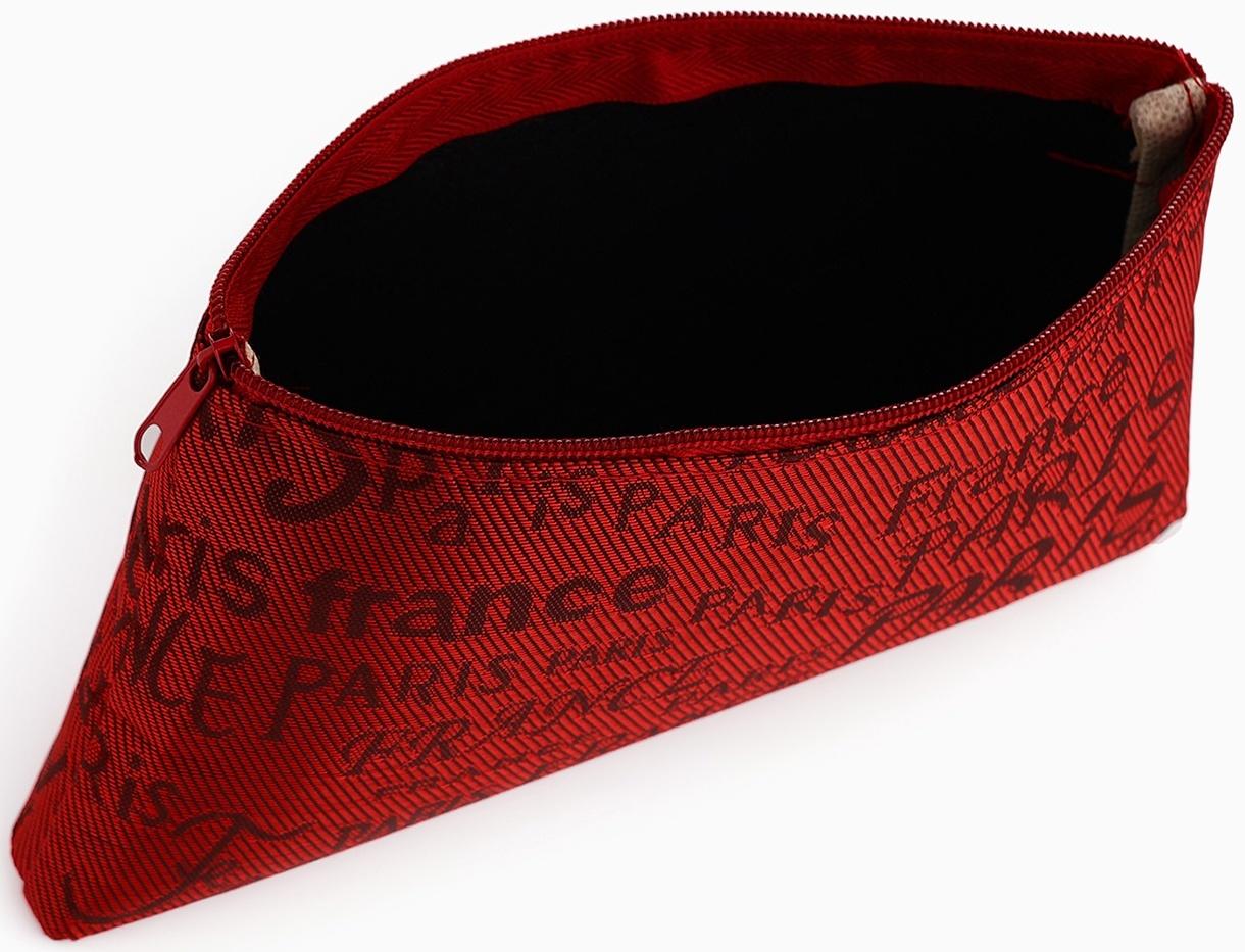 Набор простых косметичек на молниях 2 в 1, с надписями, красный