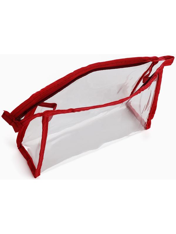 Набор простых косметичек на молниях 2 в 1, с надписями, красный