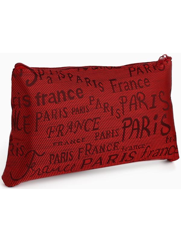 Набор простых косметичек на молниях 2 в 1, с надписями, красный