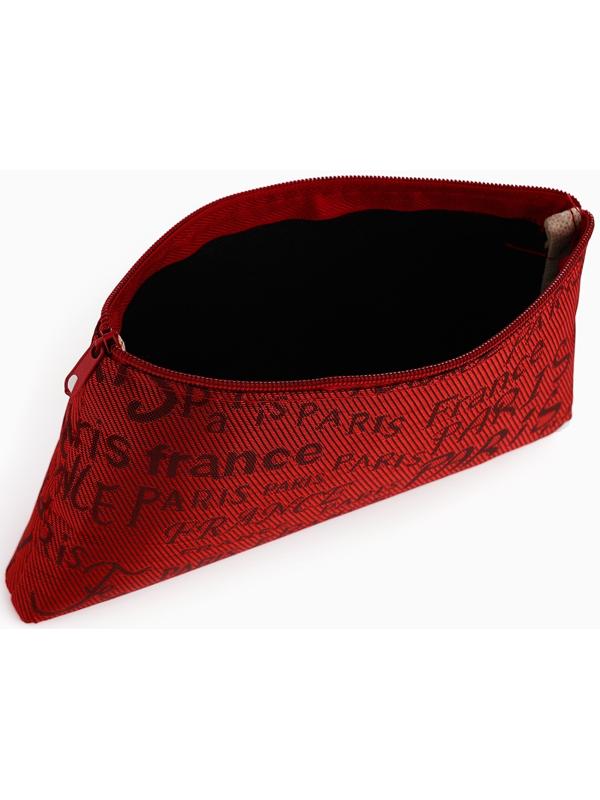 Набор простых косметичек на молниях 2 в 1, с надписями, красный