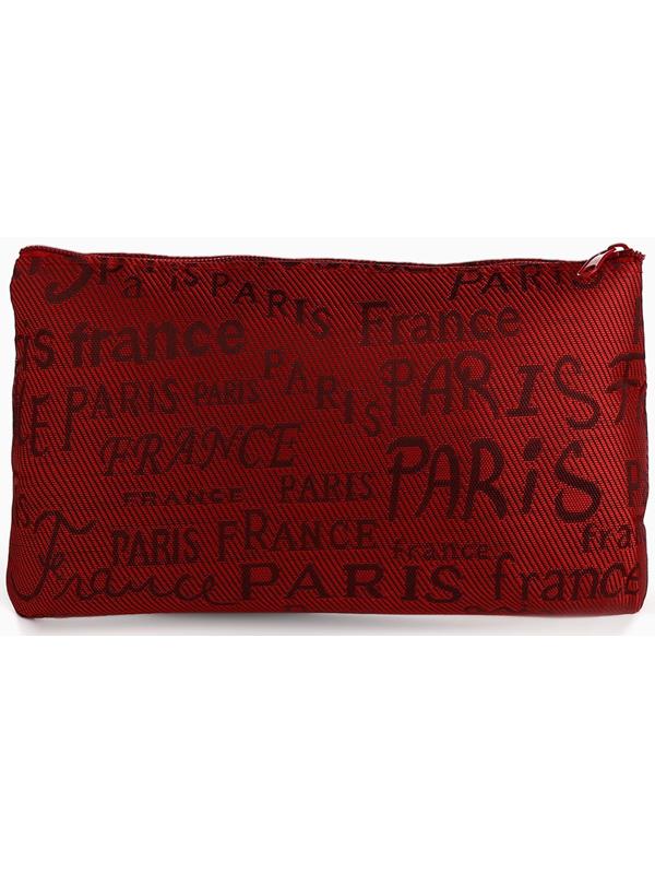 Набор простых косметичек на молниях 2 в 1, с надписями, красный