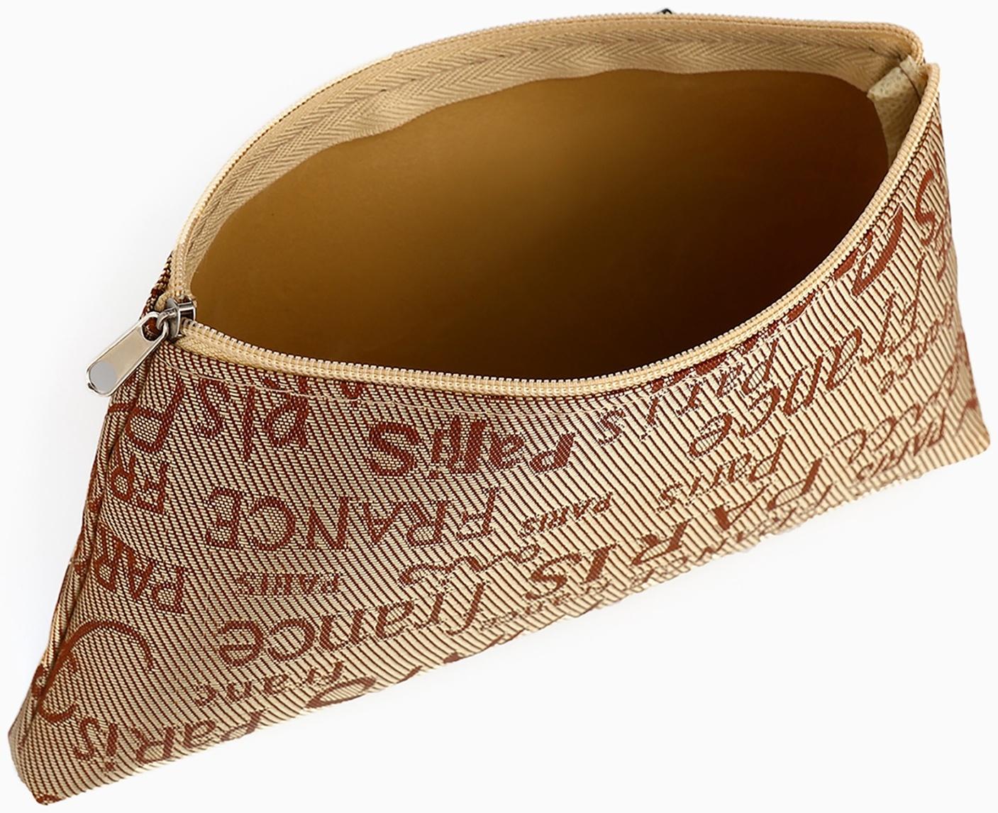 Набор простых косметичек на молниях 2 в 1, с надписями, бежевый