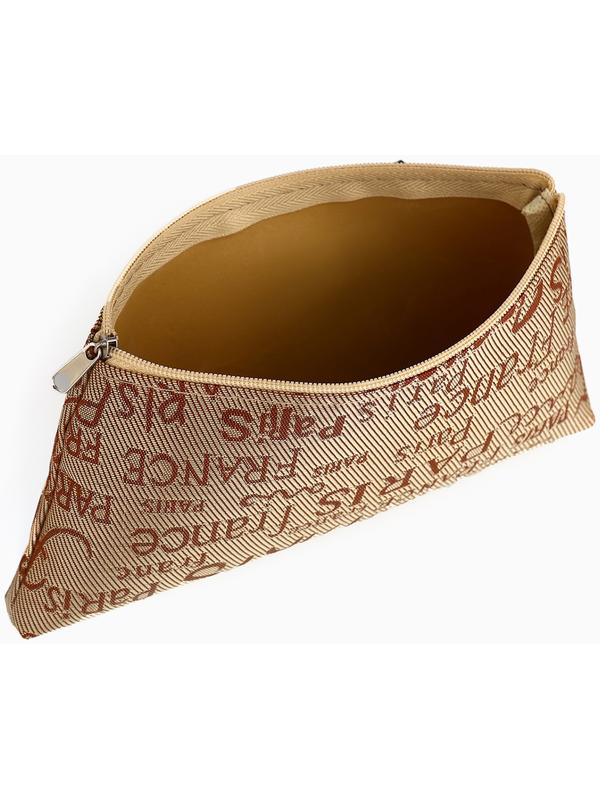 Набор простых косметичек на молниях 2 в 1, с надписями, бежевый