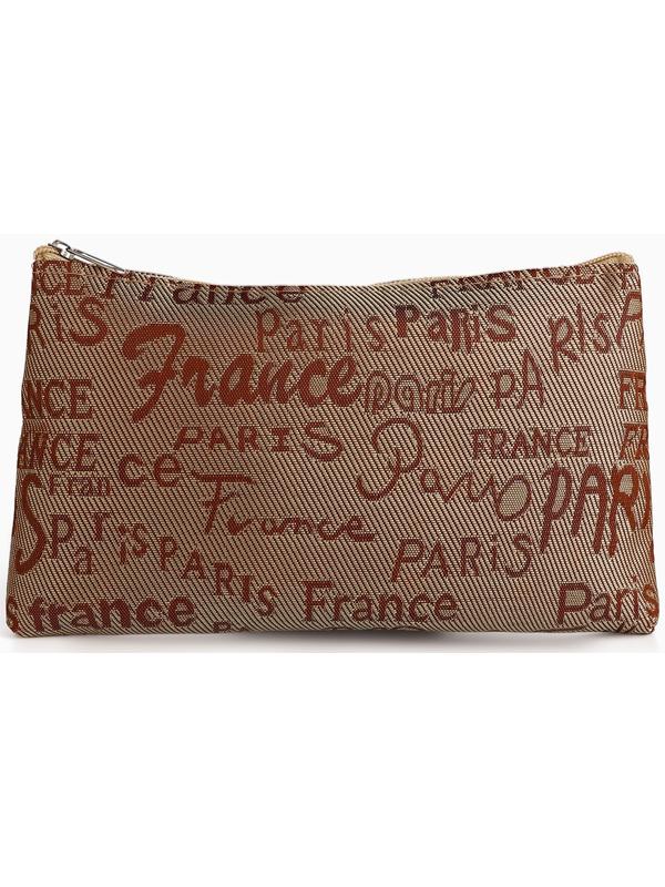 Набор простых косметичек на молниях 2 в 1, с надписями, бежевый