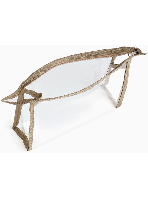 Набор простых косметичек на молниях 2 в 1, с надписями, бежевый