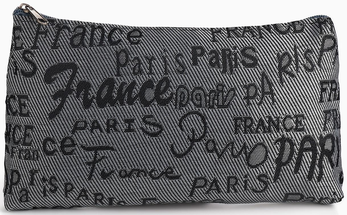 Набор простых косметичек на молниях 2 в 1, с надписями, серый