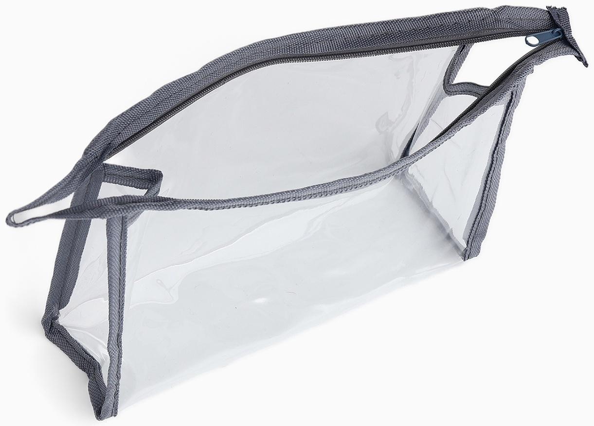 Набор простых косметичек на молниях 2 в 1, с надписями, серый