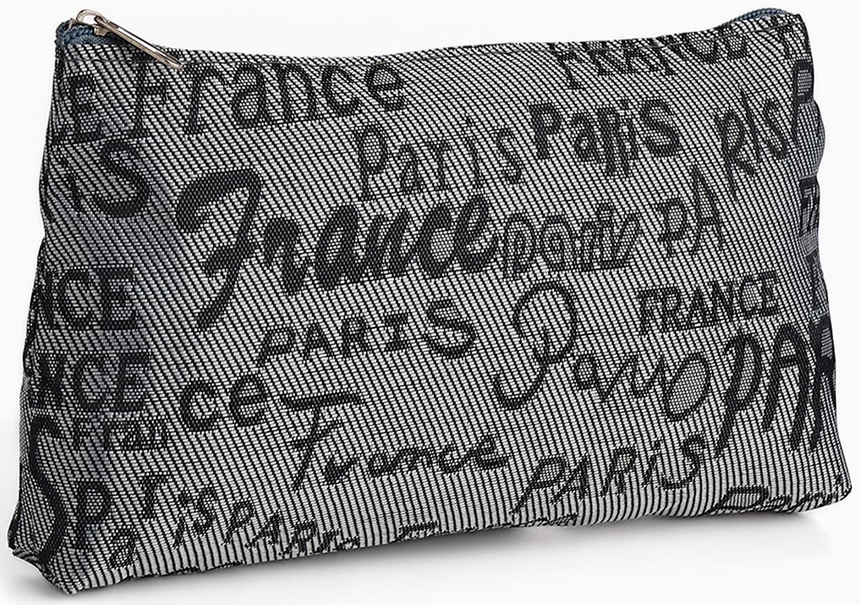 Набор простых косметичек на молниях 2 в 1, с надписями, серый