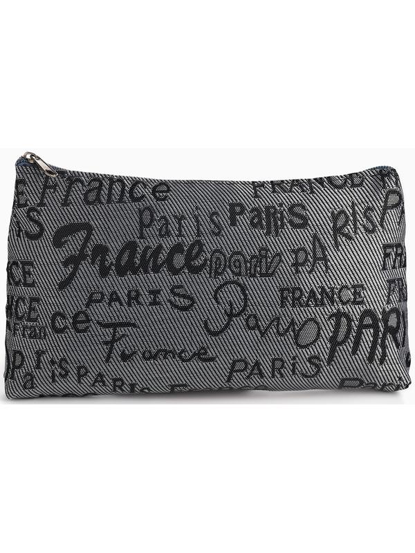 Набор простых косметичек на молниях 2 в 1, с надписями, серый