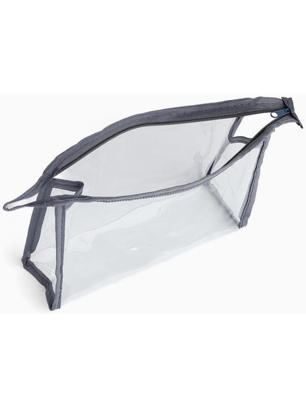 Набор простых косметичек на молниях 2 в 1, с надписями, серый