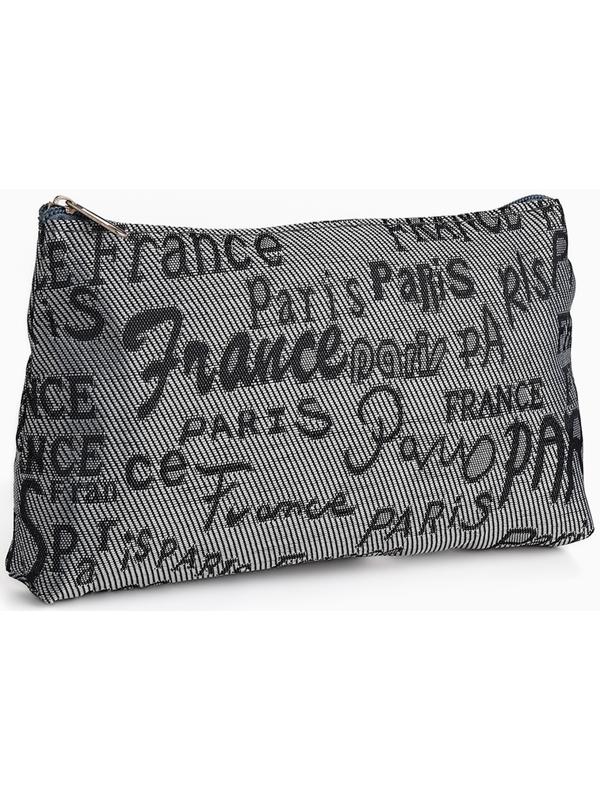 Набор простых косметичек на молниях 2 в 1, с надписями, серый