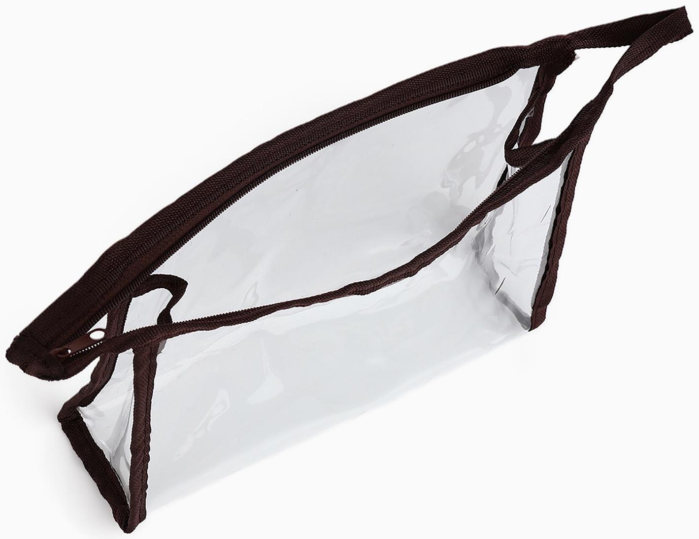 Набор простых косметичек на молниях 2 в 1, с надписями, коричневый